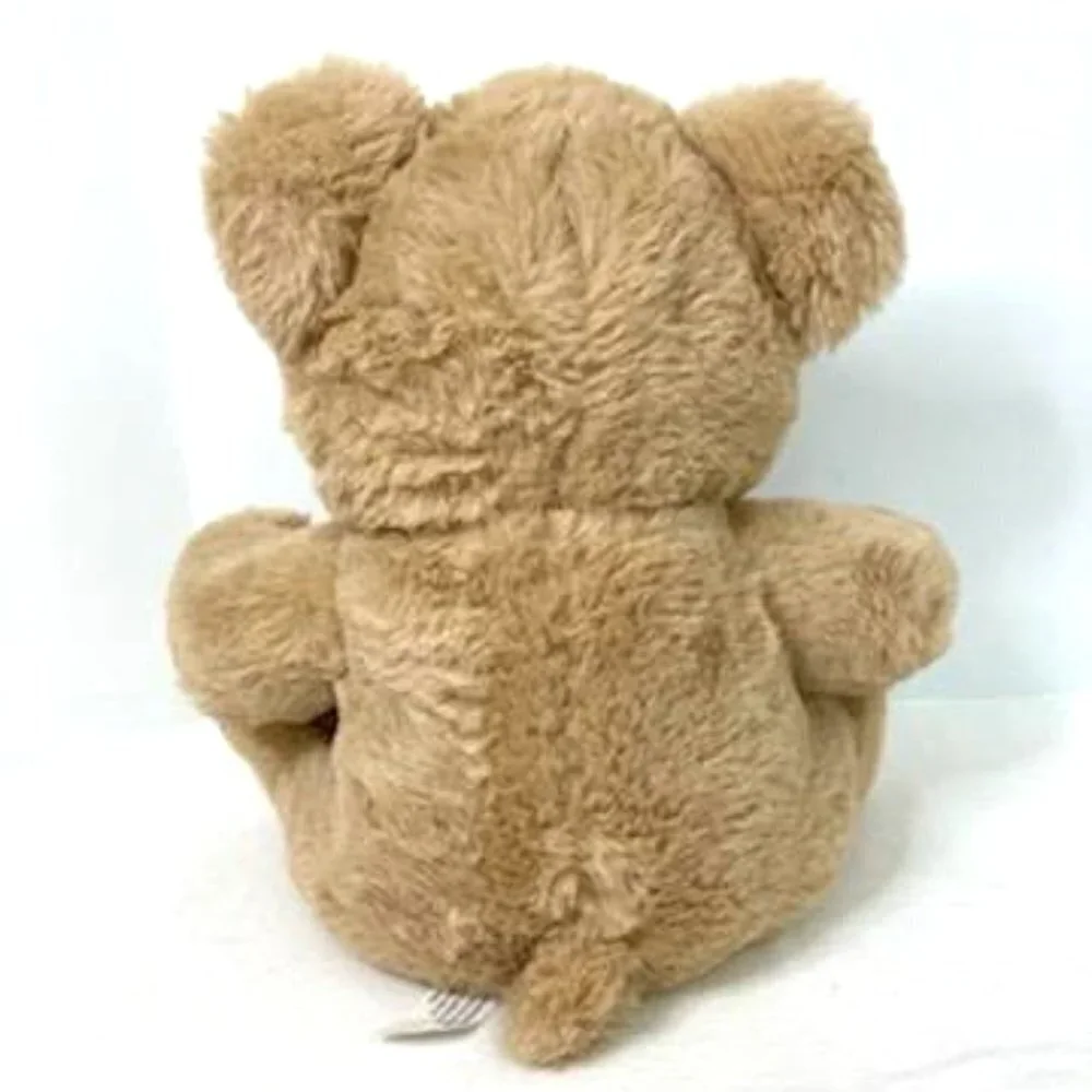 Tan Bear Plush‎ w/ Red Ribbon, Nose & Hearts on Paw